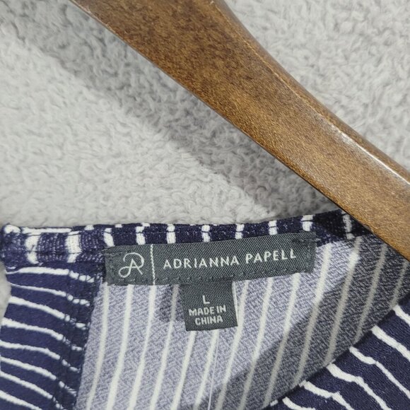 NEW Adrianna Papell Womens L Navy Striped Blouse Polyester/Elastane - Picture 4 of 8